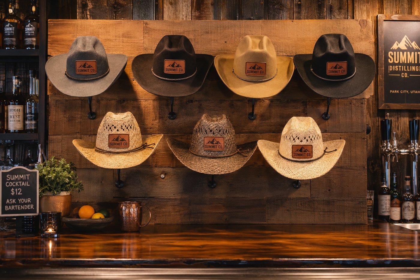 Custom branded cowboy hats for bars, breweries and distilleries
