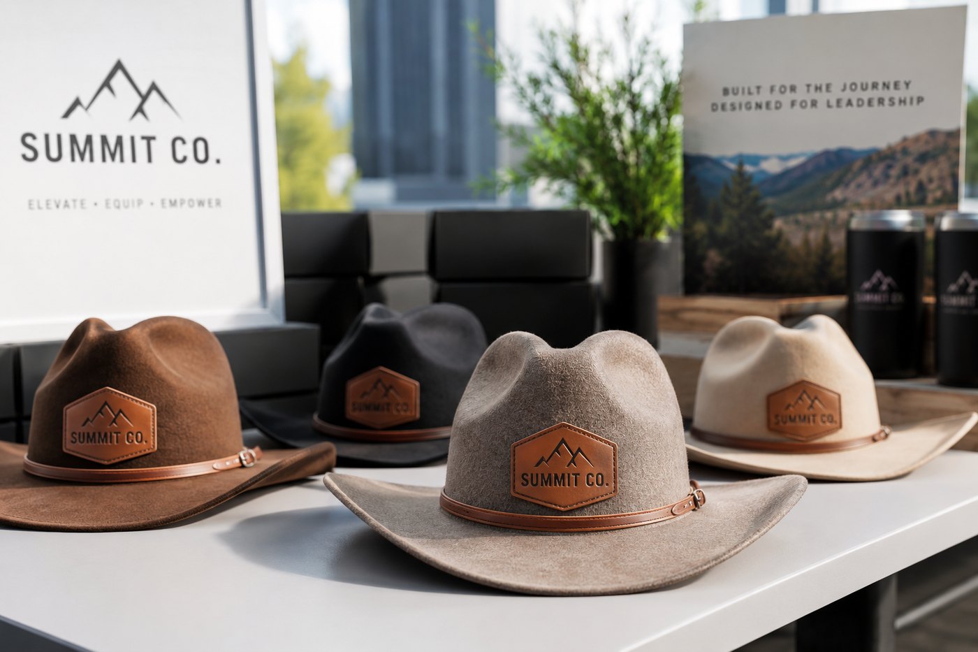 Custom branded cowboy hats for corporate events